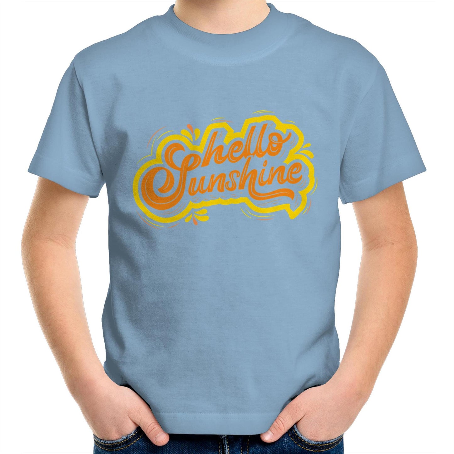 Hello Sunshine - Kids Youth Crew T-Shirt Carolina Blue Kids Youth T-shirt Summer