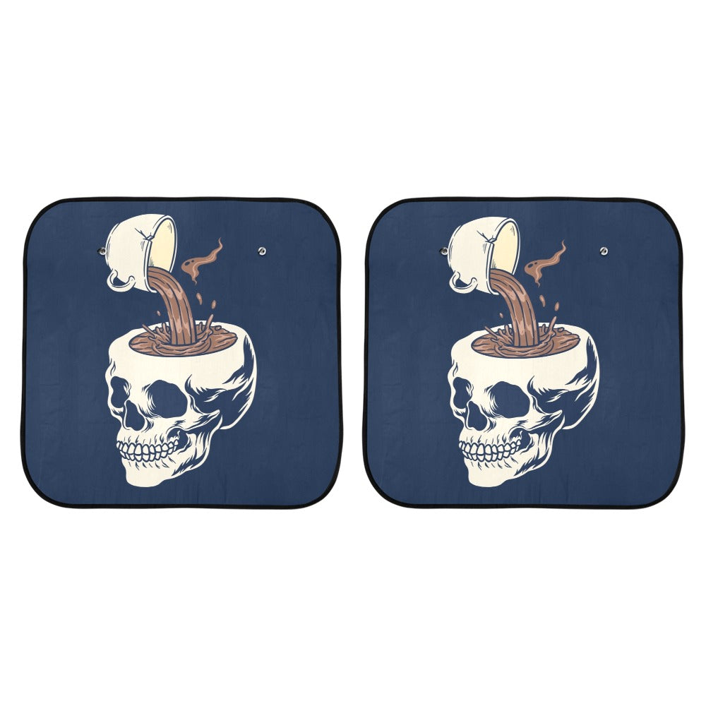 Skull Coffee - Car Sun Shade 28"x28"x2pcs Car Sun Shade 28"x28"x2pcs Coffee