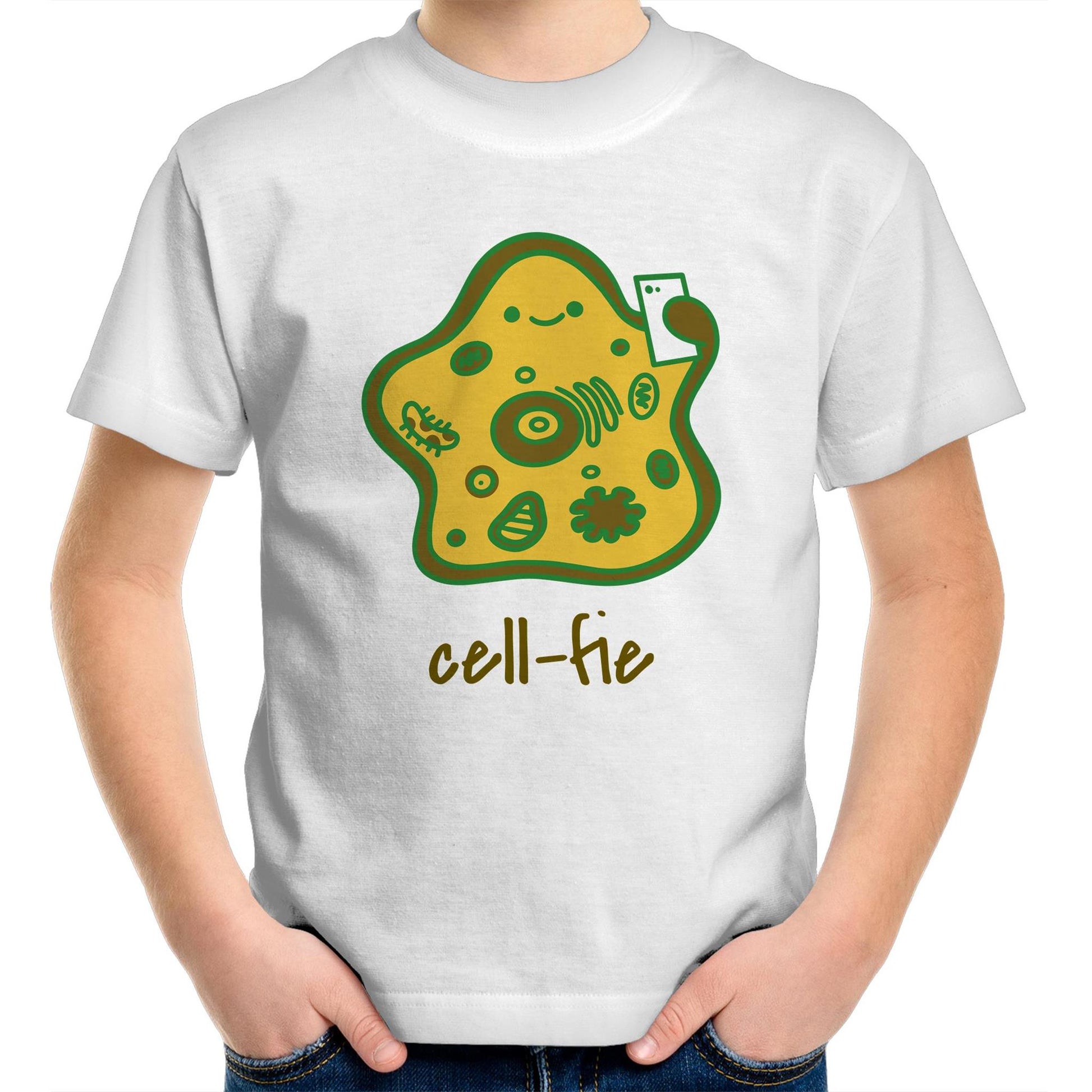 Cell-fie - Kids Youth Crew T-Shirt White Kids Youth T-shirt Science