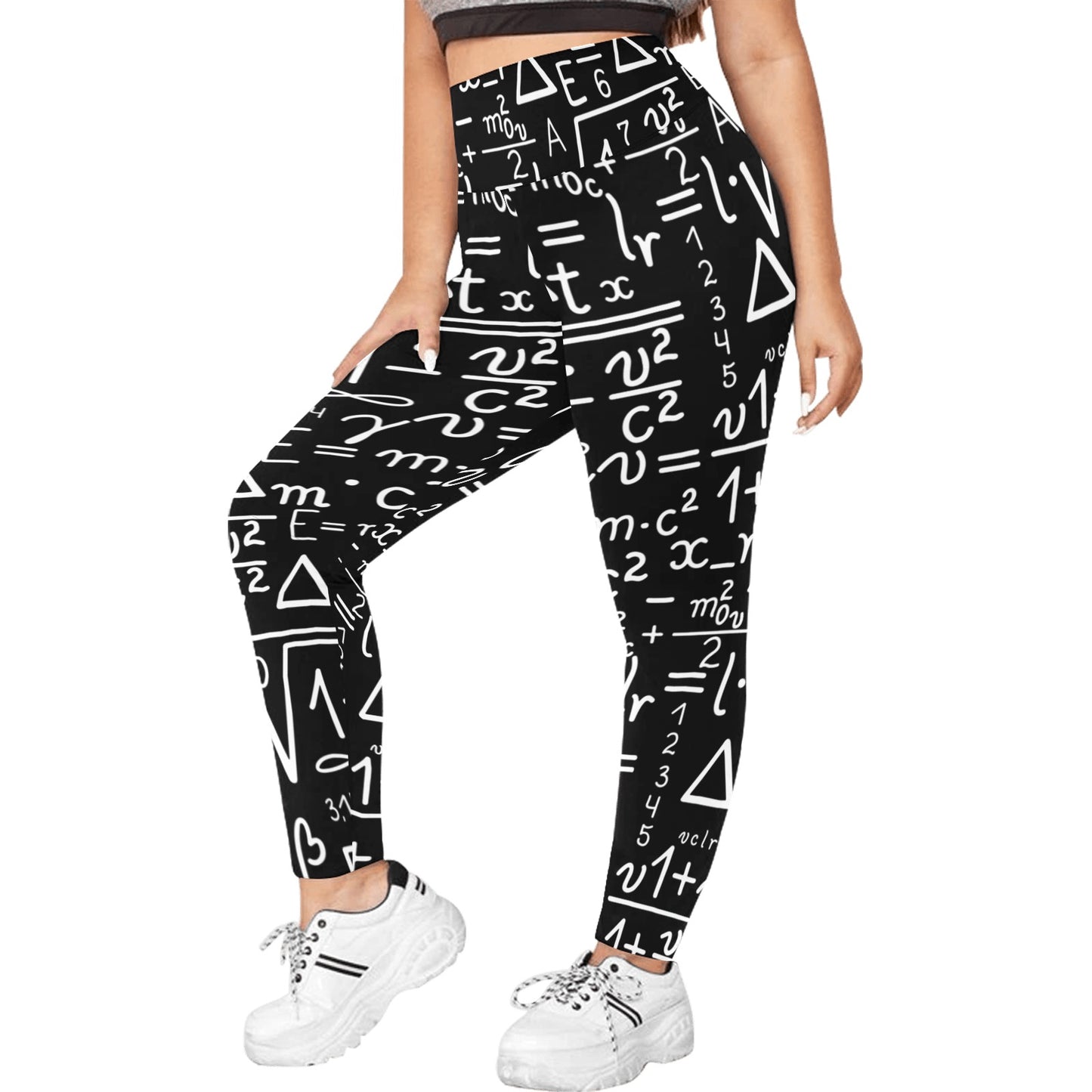 Mathematics - Women's Plus Size High Waist Leggings Women's Plus Size High Waist Leggings Maths Printed Offshore Science