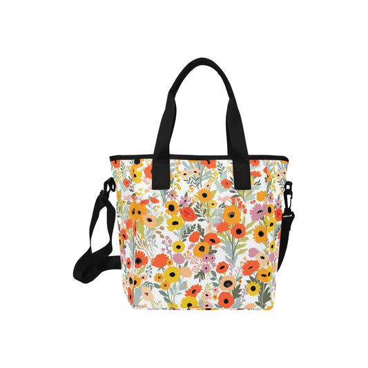 Fun Floral - Tote Bag with Shoulder Strap Nylon Tote Bag
