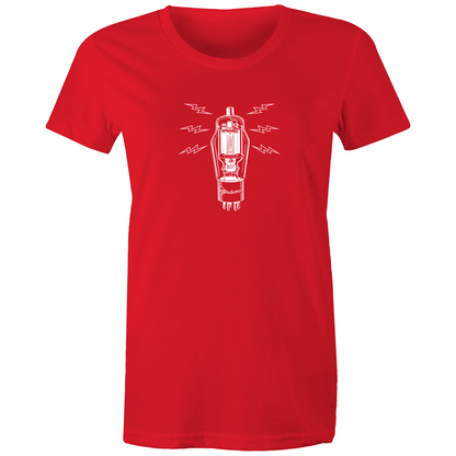 Vintage Tube Valve - Women's T-shirt Red Womens T-shirt Music Retro Womens