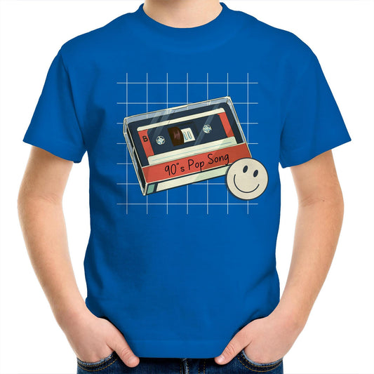 90's Pop Song - Kids Youth Crew T-Shirt Bright Royal Kids Youth T-shirt Music Retro