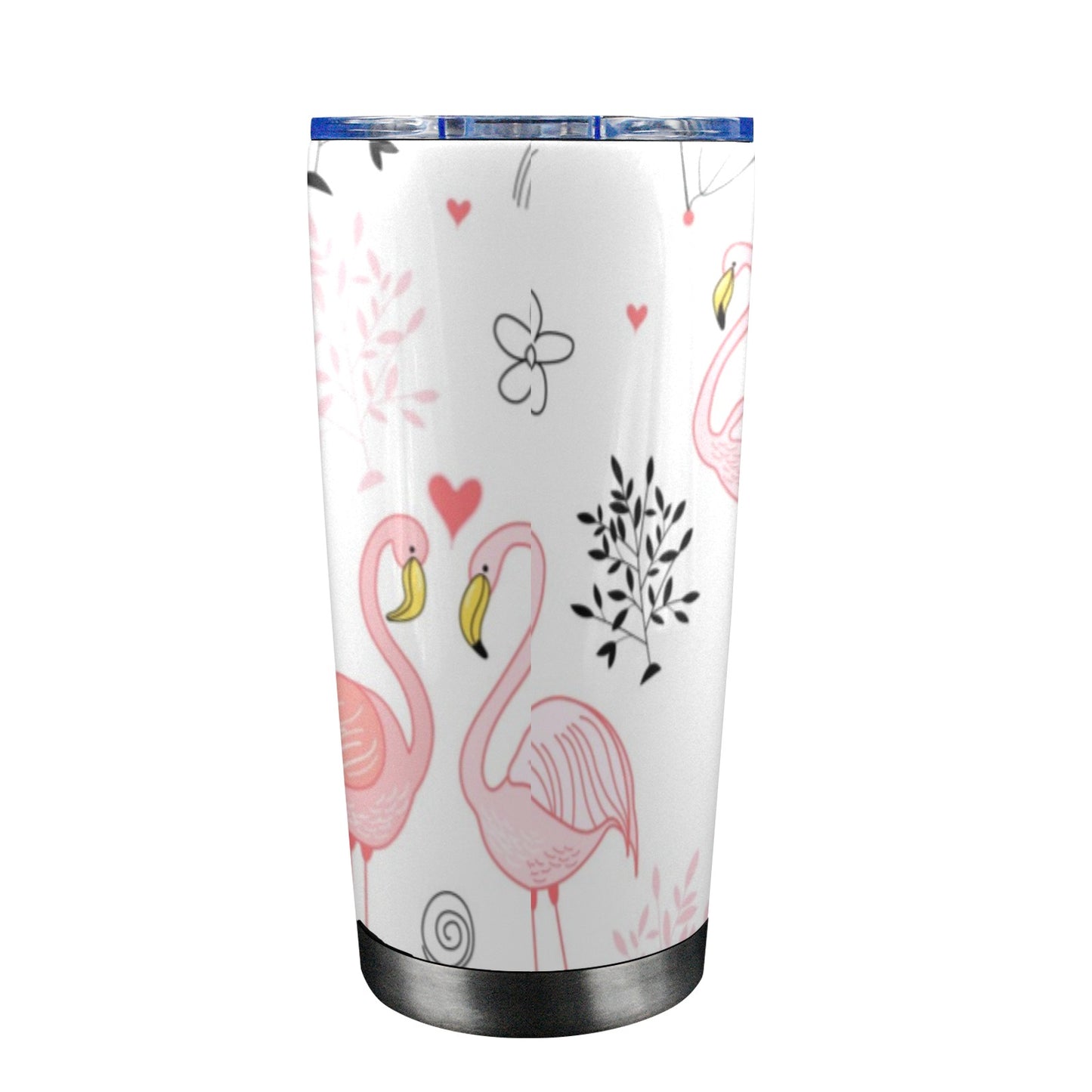 Pink Flamingos - 20oz Travel Mug with Clear Lid Clear Lid Travel Mug