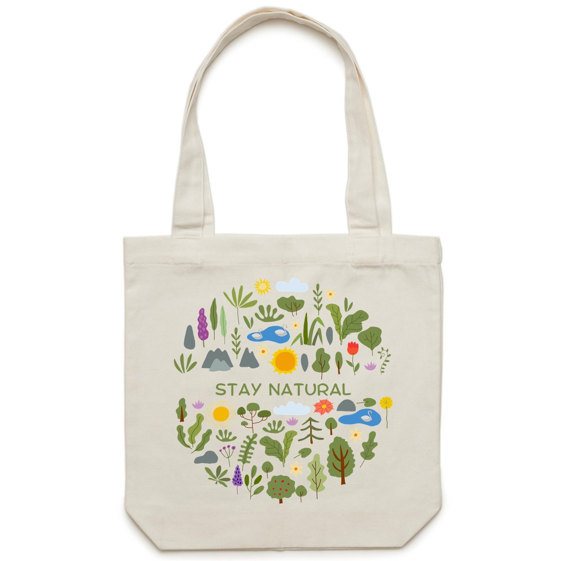 Stay Natural - Canvas Tote Bag Cream One Size Tote Bag Environment Plants