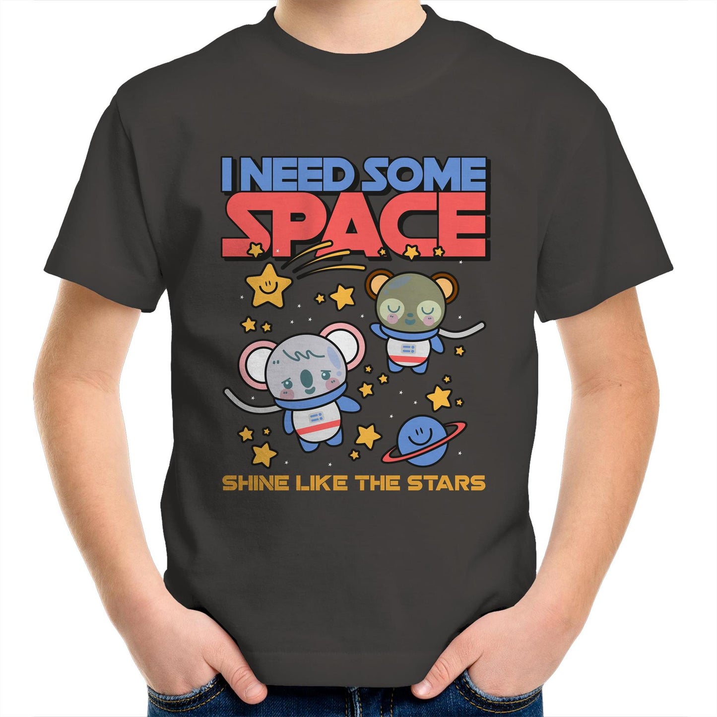 I Need Some Space - Kids Youth Crew T-Shirt Charcoal Kids Youth T-shirt Space