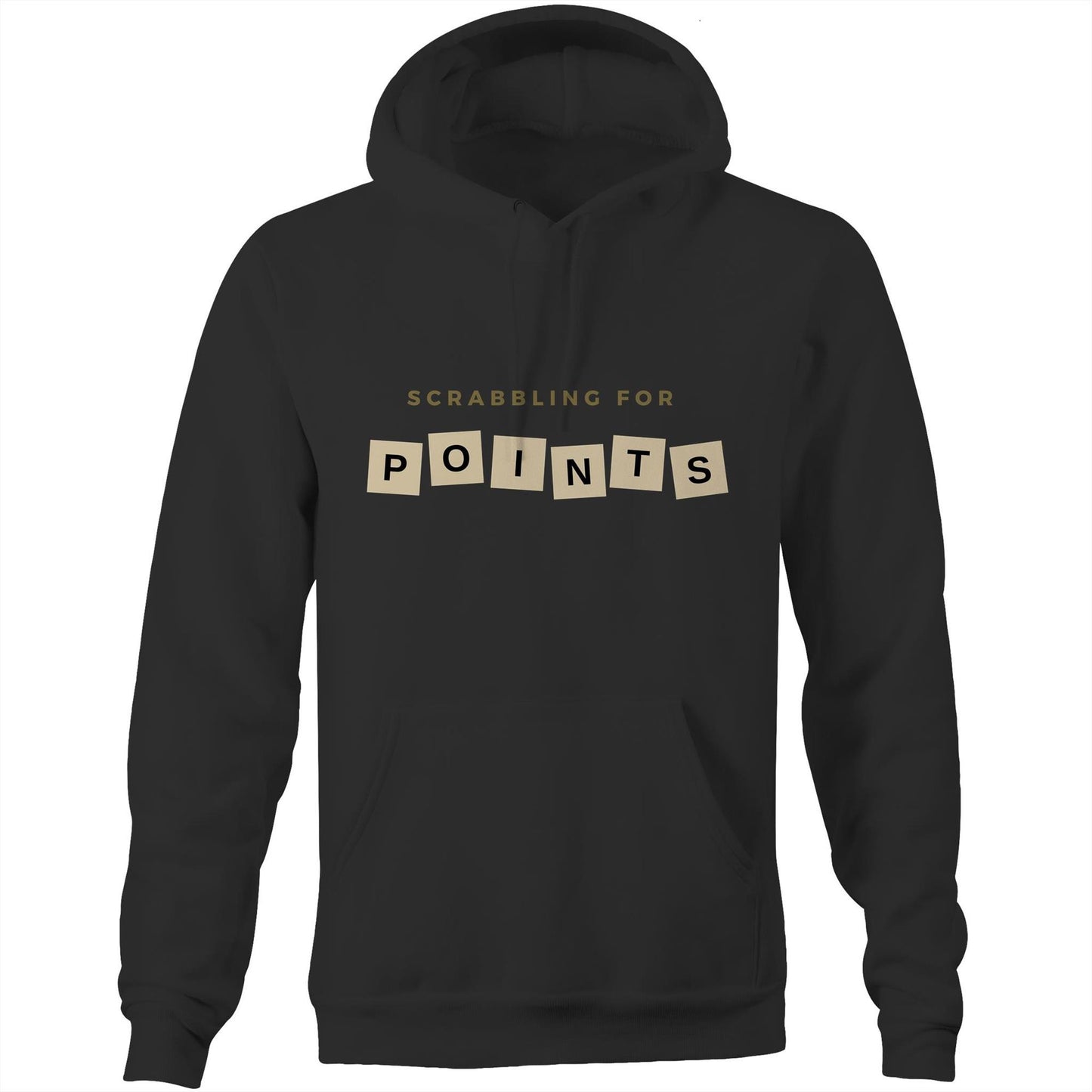 Scrabbling For Points - Pocket Hoodie Sweatshirt Black Hoodie Games