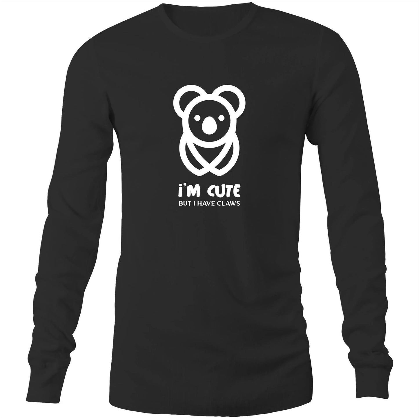 Koala, I'm Cute But I Have Claws - Long Sleeve T-Shirt Black Unisex Long Sleeve T-shirt animal Mens Womens