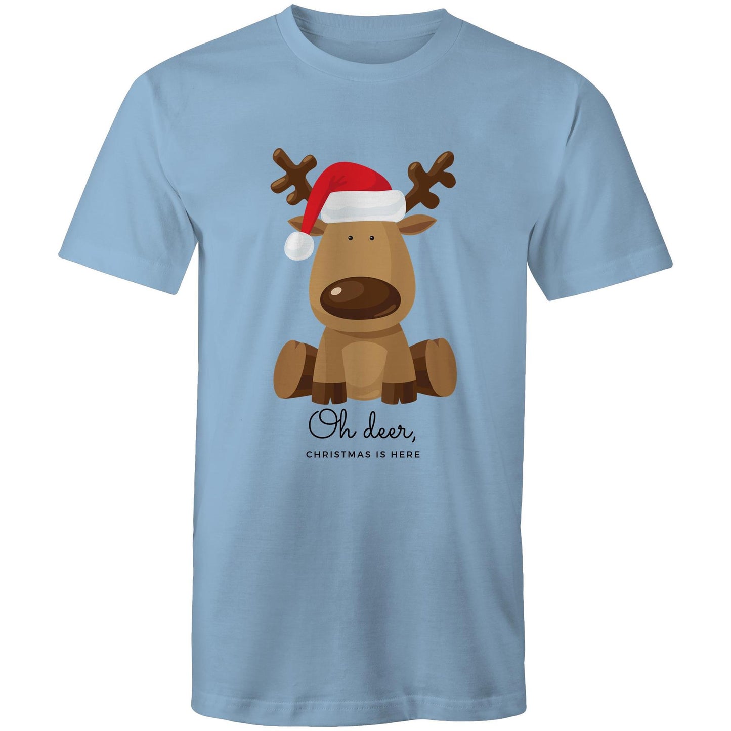 Oh Deer, Christmas Is Here - Mens T-Shirt Carolina Blue Christmas Mens T-shirt Merry Christmas