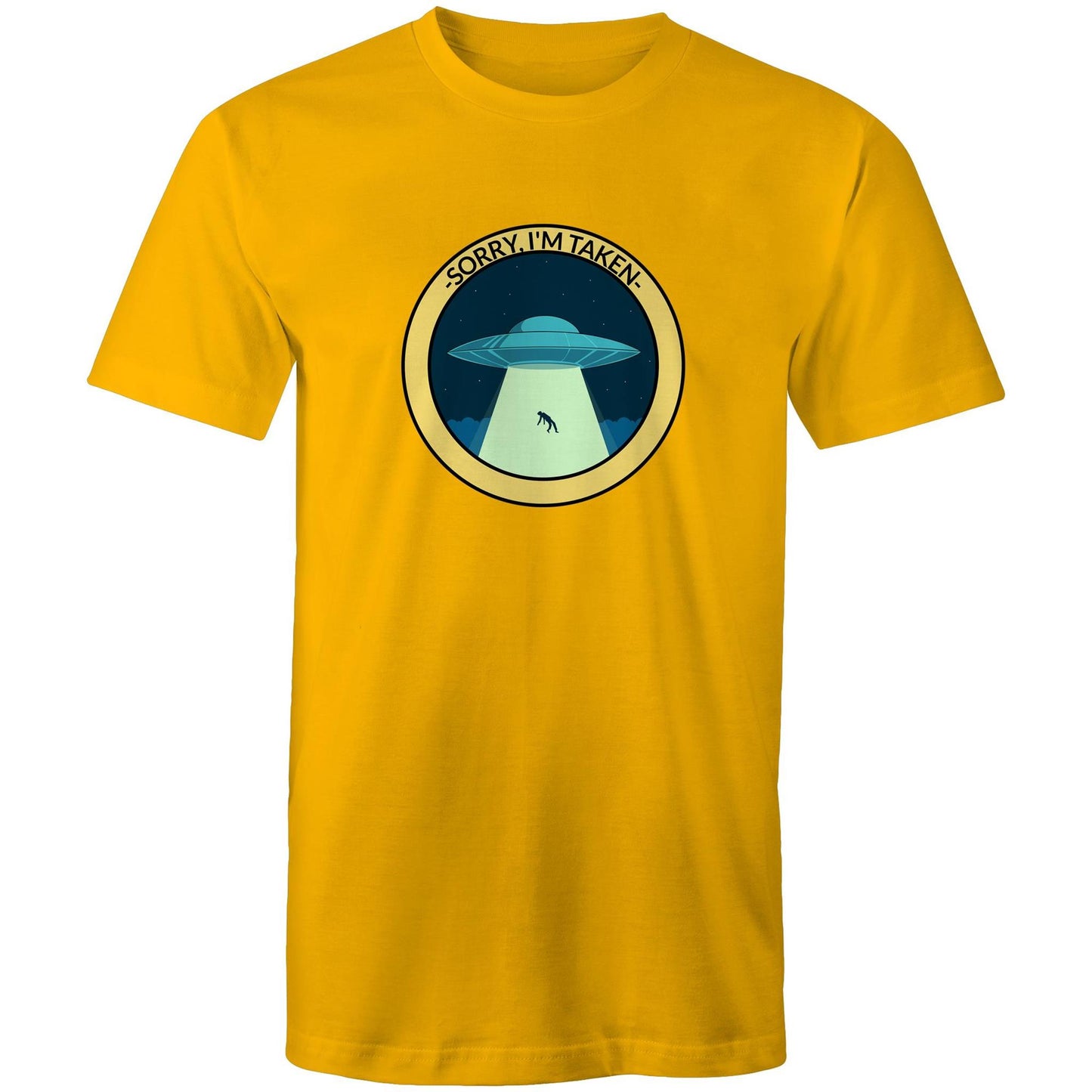UFO, Sorry, I'm Taken - Mens T-Shirt Gold Mens T-shirt Sci Fi