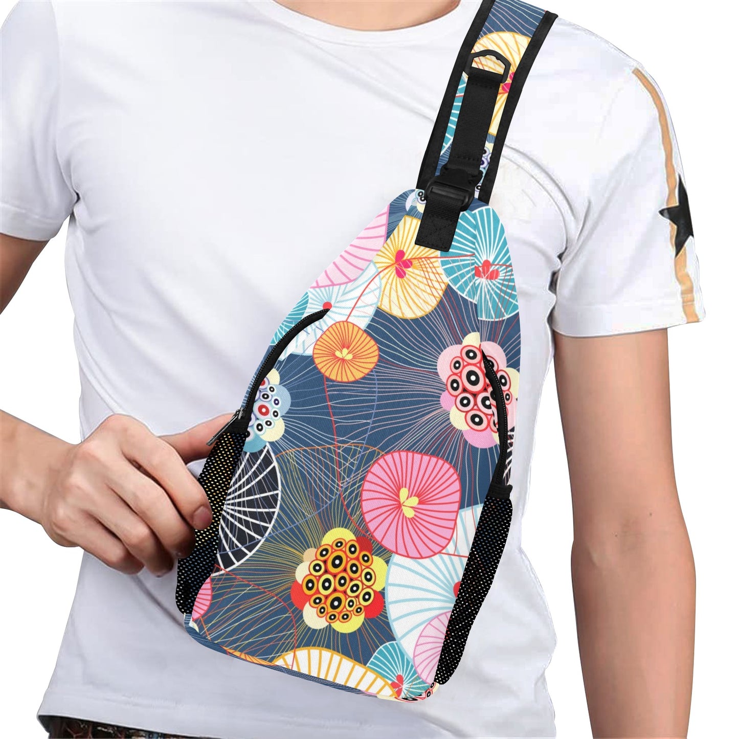 Abstract Floral - Cross-Body Chest Bag Cross-Body Chest Bag Printed Offshore