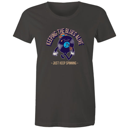 Keeping The Blues Alive - Womens T-shirt Charcoal Womens T-shirt Music