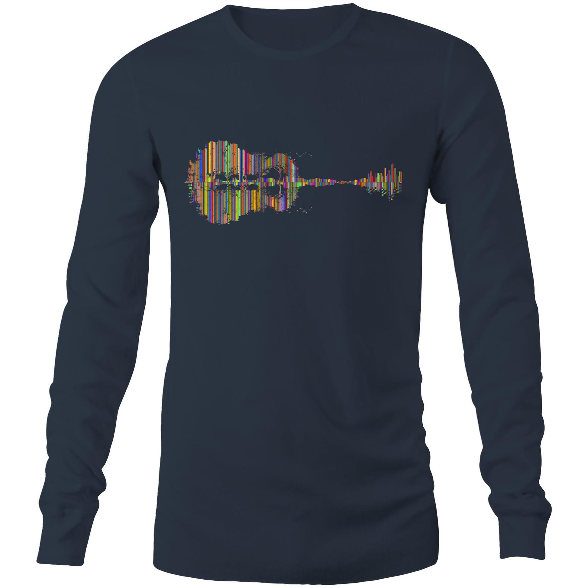 Guitar Reflection In Colour - Long Sleeve T-Shirt Navy Unisex Long Sleeve T-shirt Music