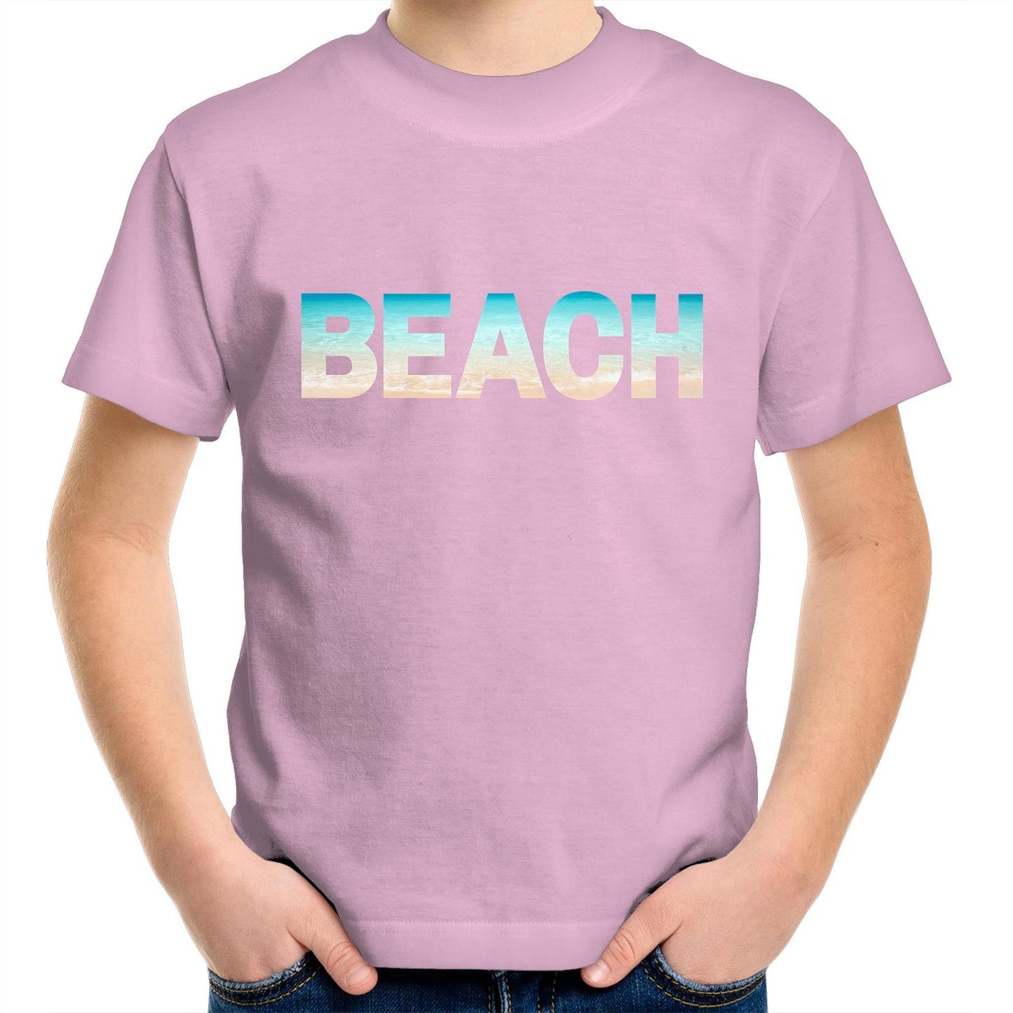 Beach - Kids Youth Crew T-Shirt Pink Kids Youth T-shirt Summer