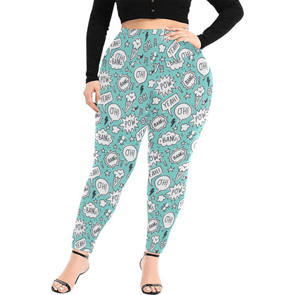 Comic Book Speech Bubbles - Women's Extra Plus Size High Waist Leggings Women's Extra Plus Size High Waist Leggings comic Printed Offshore