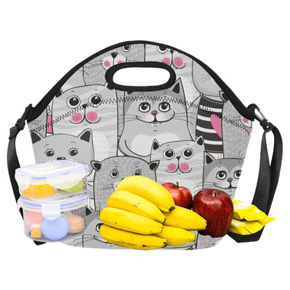 Cute Cats - Neoprene Lunch Bag/Large Neoprene Lunch Bag/Large animal Printed Offshore