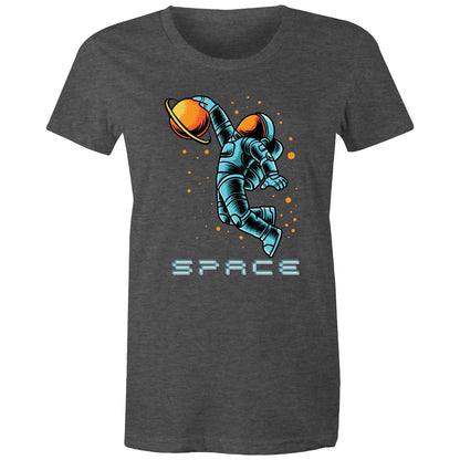 Astronaut Basketball - Womens T-shirt Asphalt Marle Womens T-shirt Space