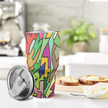 Bright Abstract - 30oz Insulated Stainless Steel Mobile Tumbler 30oz Insulated Stainless Steel Mobile Tumbler