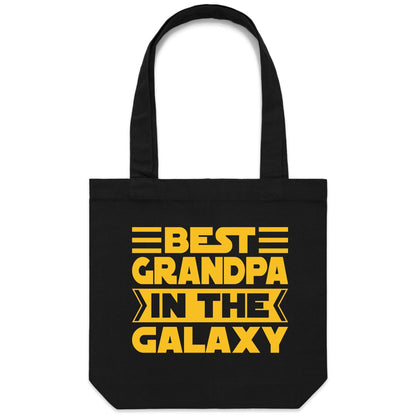 Best Grandpa In The Galaxy - Canvas Tote Bag Black One Size Tote Bag Dad
