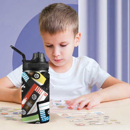 Cassette Tapes - Kids Water Bottle with Chug Lid (12 oz) Kids Water Bottle with Chug Lid
