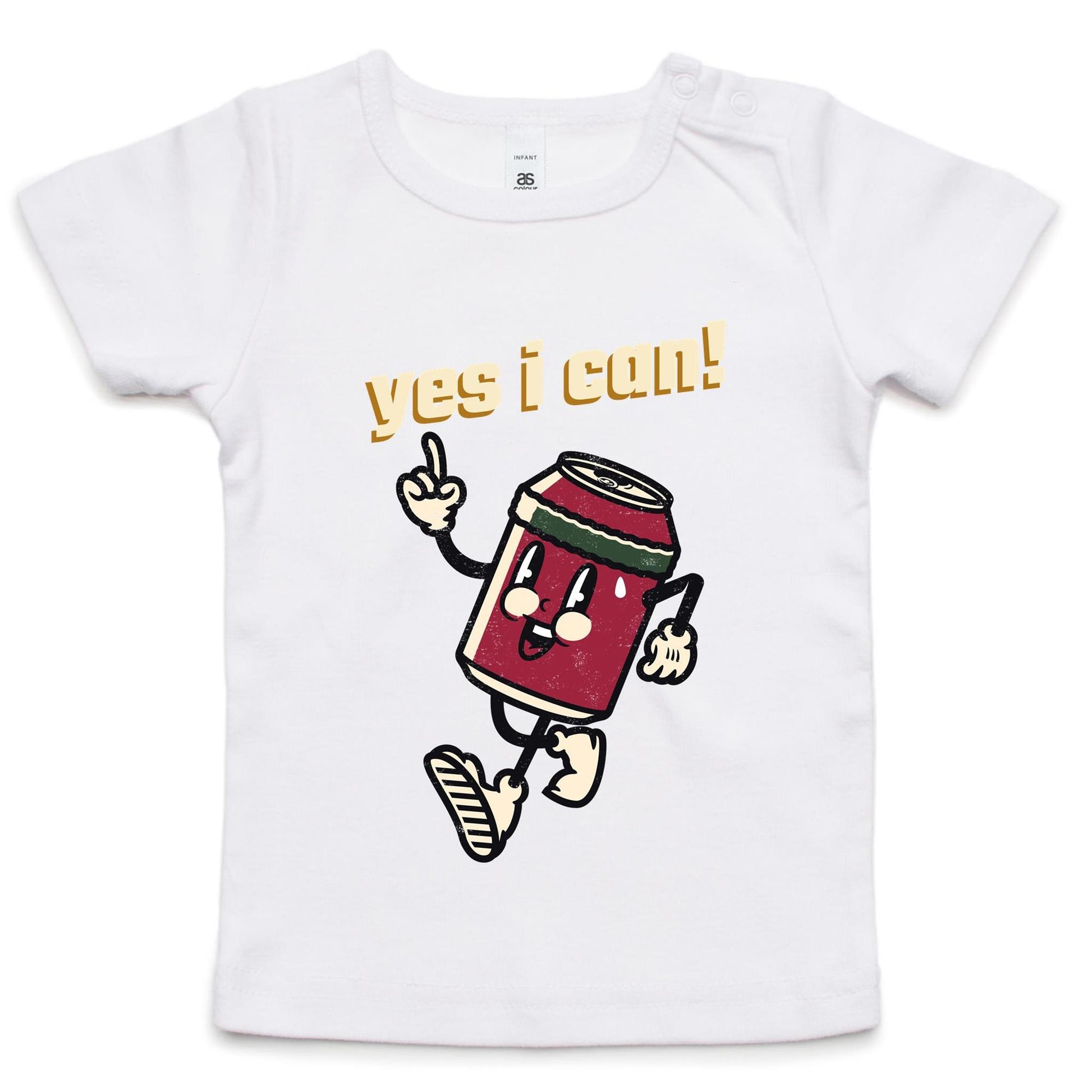 Yes I Can! - Baby T-shirt White Baby T-shirt Motivation Retro