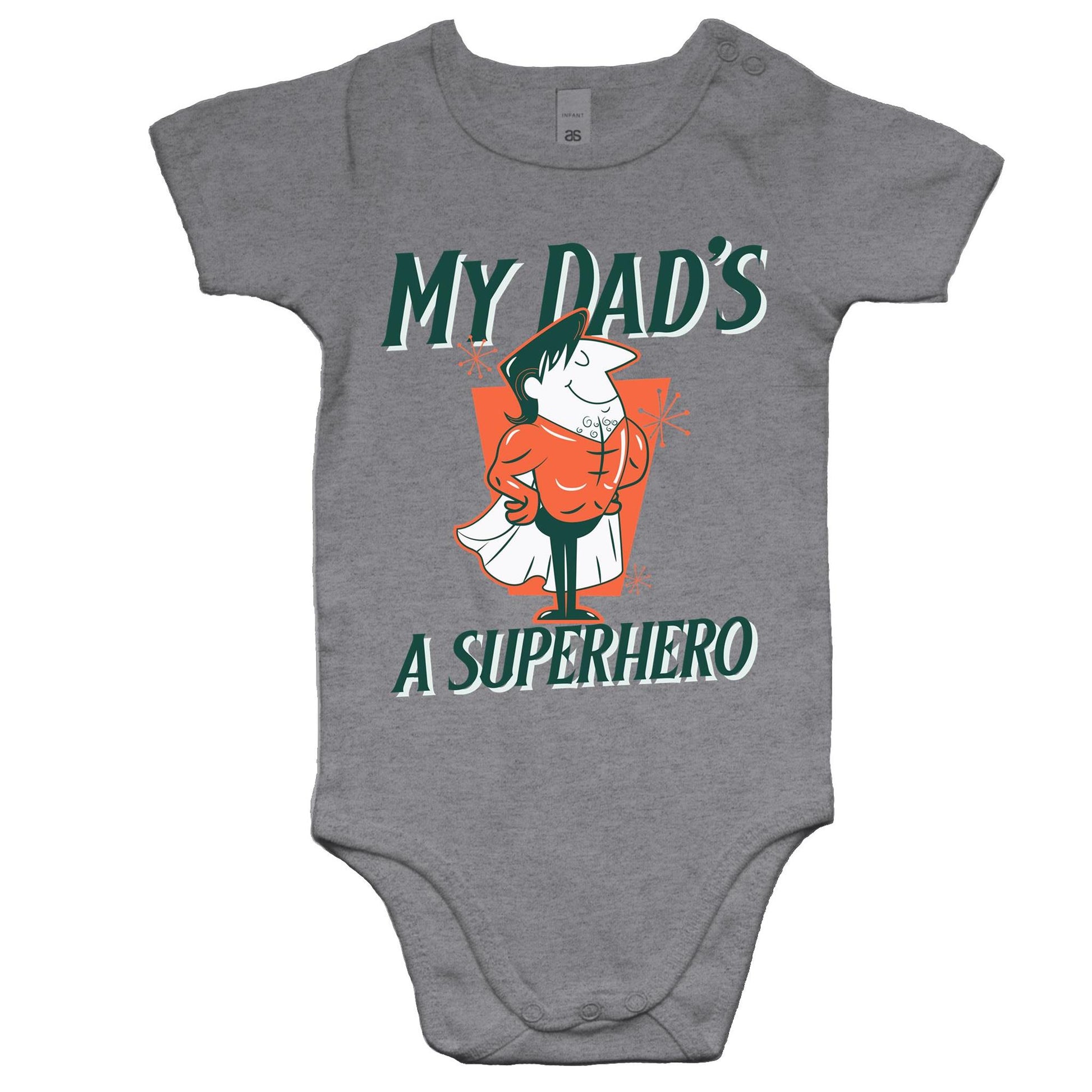 My Dad's A Superhero - Baby Bodysuit Grey Marle Baby Bodysuit Dad