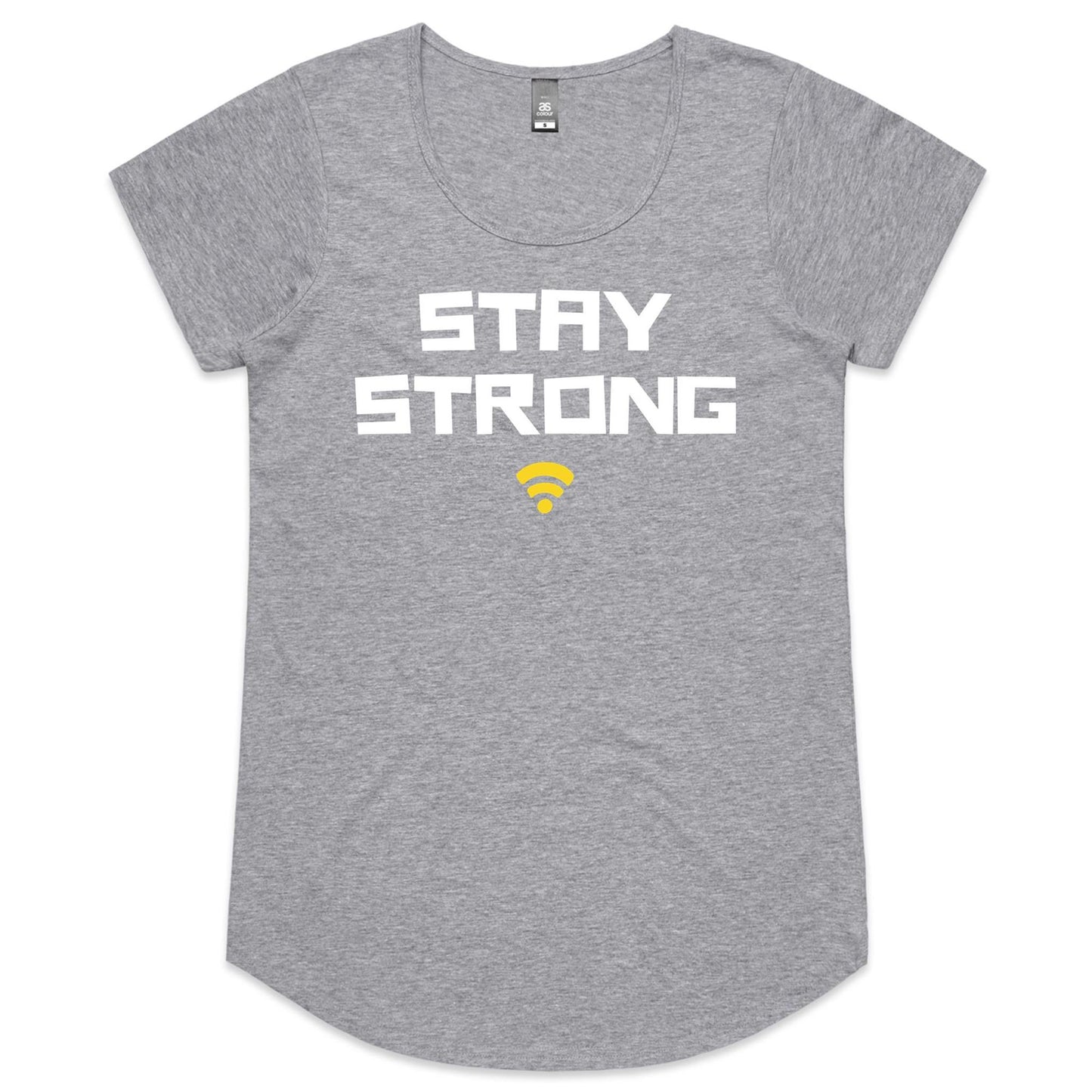 Stay Strong - Womens Scoop Neck T-Shirt Grey Marle Womens Scoop Neck T-shirt Tech