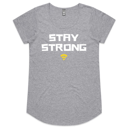 Stay Strong - Womens Scoop Neck T-Shirt Grey Marle Womens Scoop Neck T-shirt Tech