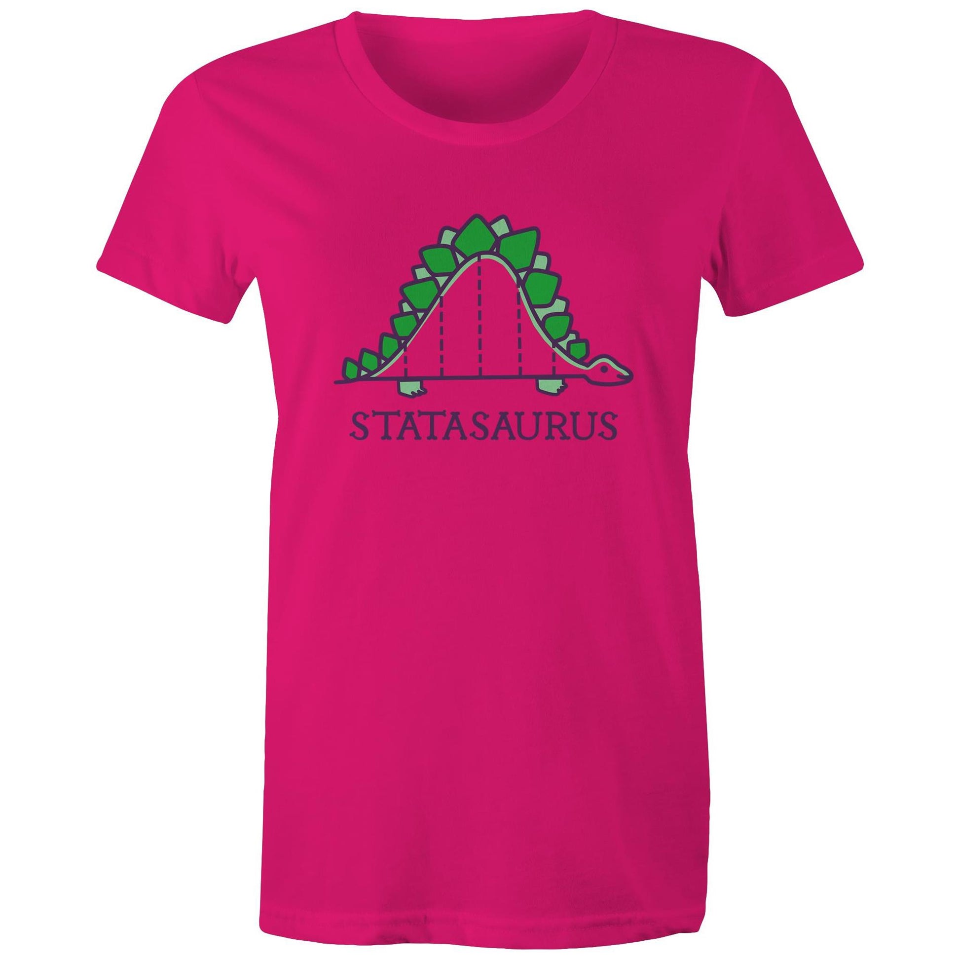 Statasaurus - Womens T-shirt Fuchsia Womens T-shirt animal Maths Science