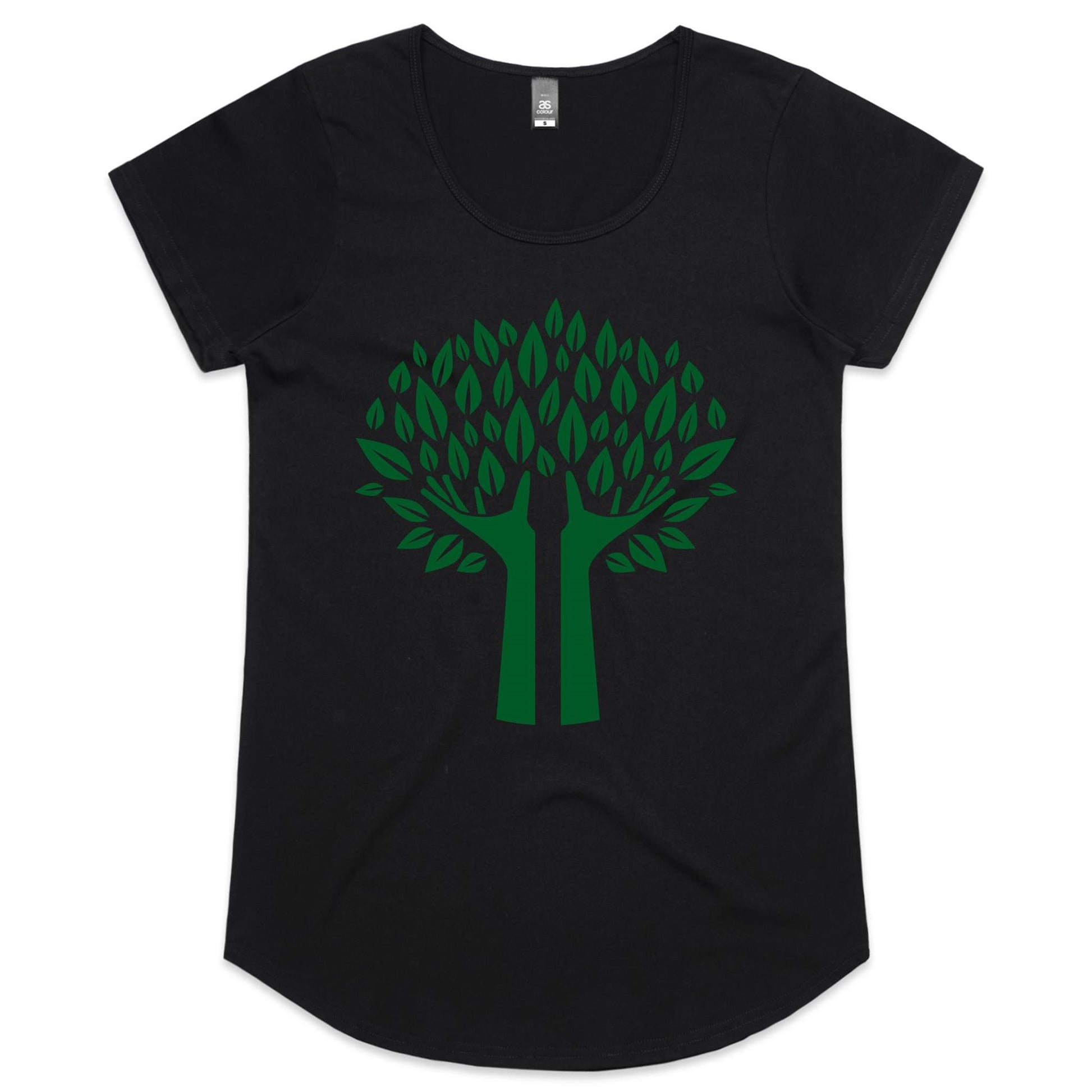 Green Tree - Womens Scoop Neck T-Shirt Black Womens Scoop Neck T-shirt Environment Plants Womens