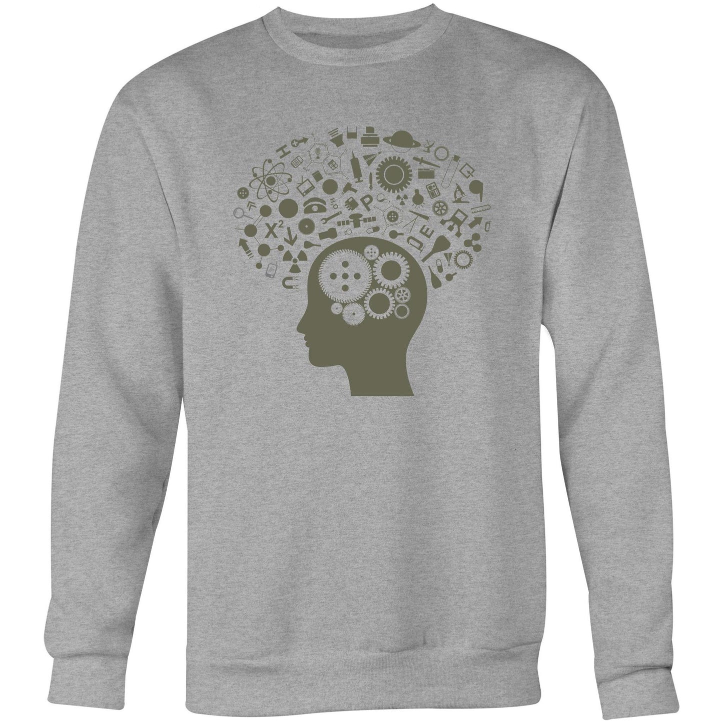 Science Brain - Crew Sweatshirt Grey Marle Sweatshirt Mens Science Womens