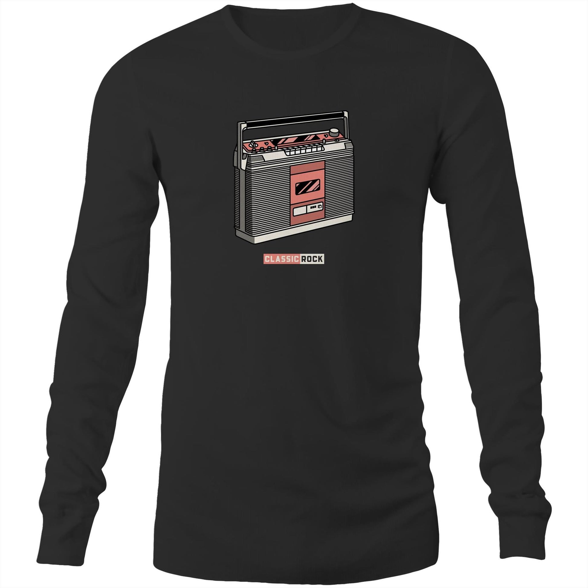 Classic Rock, Cassette Player - Long Sleeve T-Shirt Black Unisex Long Sleeve T-shirt Music Retro