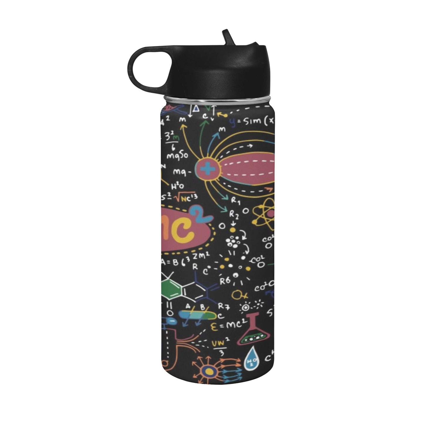 Science Time Insulated Water Bottle with Straw Lid (18 oz) Insulated Water Bottle with Straw Lid Printed Offshore