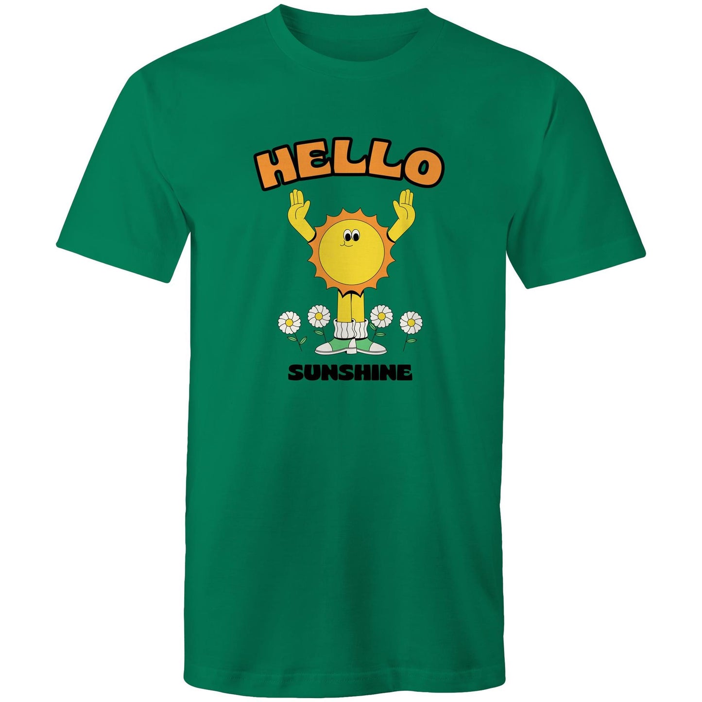 Hello Sunshine - Mens T-Shirt Kelly Green Mens T-shirt Retro Summer