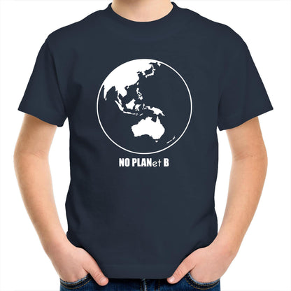 No Planet B - Kids Youth Crew T-Shirt Navy Kids Youth T-shirt Environment