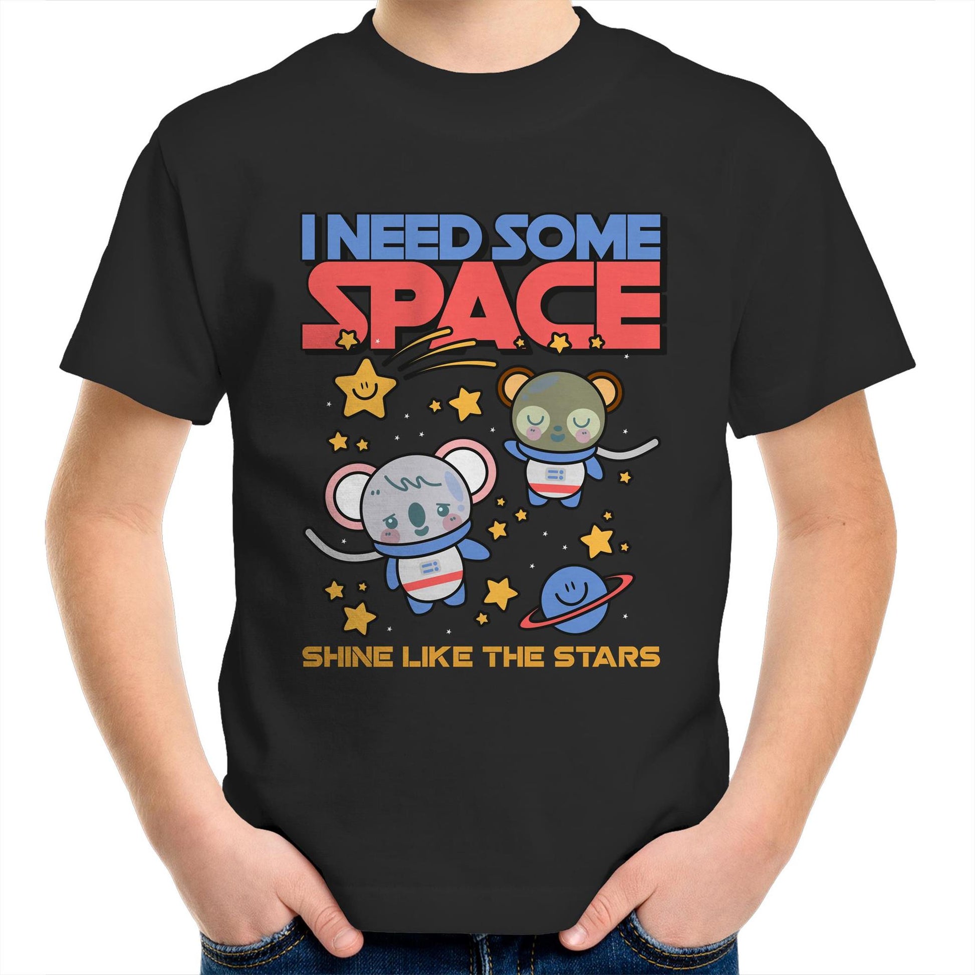I Need Some Space - Kids Youth Crew T-Shirt Black Kids Youth T-shirt Space