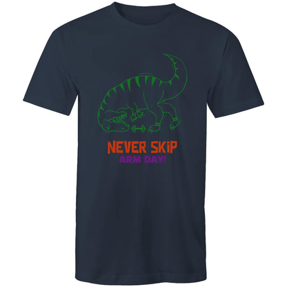 Never Skip Arm Day, Dinosaur - Short Sleeve T-shirt Navy Fitness T-shirt animal Fitness Funny Mens Womens