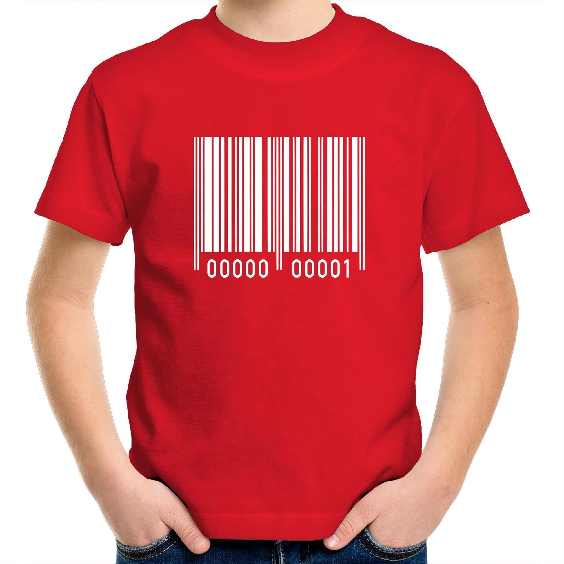 Barcode - Kids Youth Crew T-Shirt Red Kids Youth T-shirt