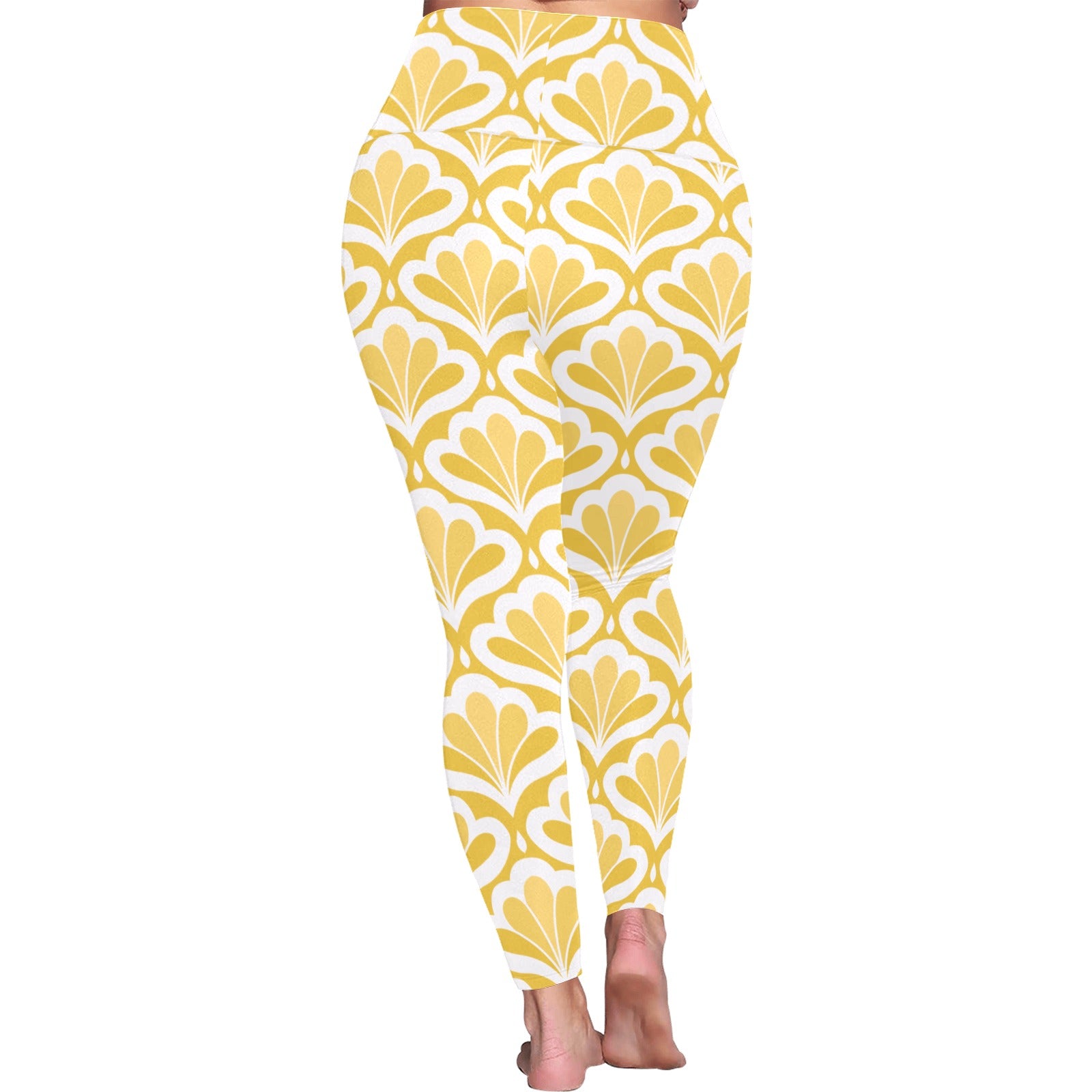 Yellow Pattern - Women's Plus Size High Waist Leggings Women's Plus Size High Waist Leggings