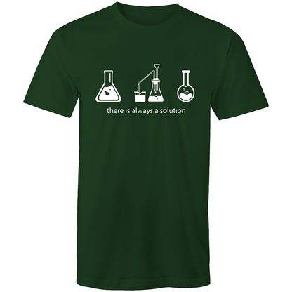 There Is Always A Solution - Mens T-Shirt Forest Green Mens T-shirt Funny Mens Science
