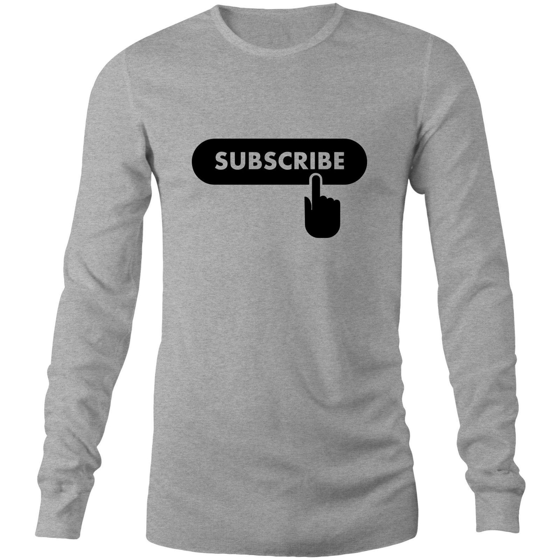 Subscribe - Long Sleeve T-Shirt Grey Marle Unisex Long Sleeve T-shirt Mens Womens
