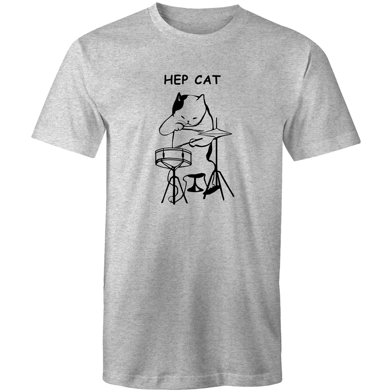 Hep Cat - Mens T-Shirt Grey Marle Mens T-shirt Funny Mens Music