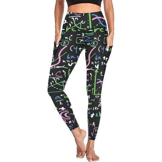Equations In Green And Pink - Women's Leggings with Pockets Women's Leggings with Pockets S - 2XL Maths Science