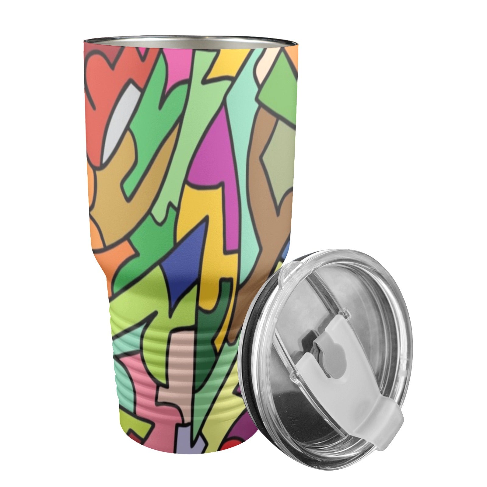 Bright Abstract - 30oz Insulated Stainless Steel Mobile Tumbler 30oz Insulated Stainless Steel Mobile Tumbler