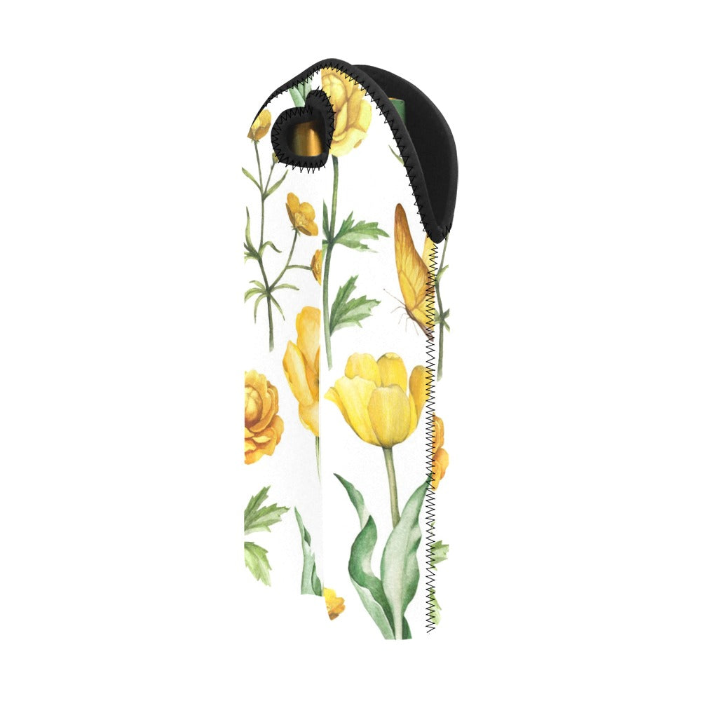 Yellow Flowers - 2-Bottle Neoprene Wine Bag 2 Bottle Wine Bag Printed Offshore