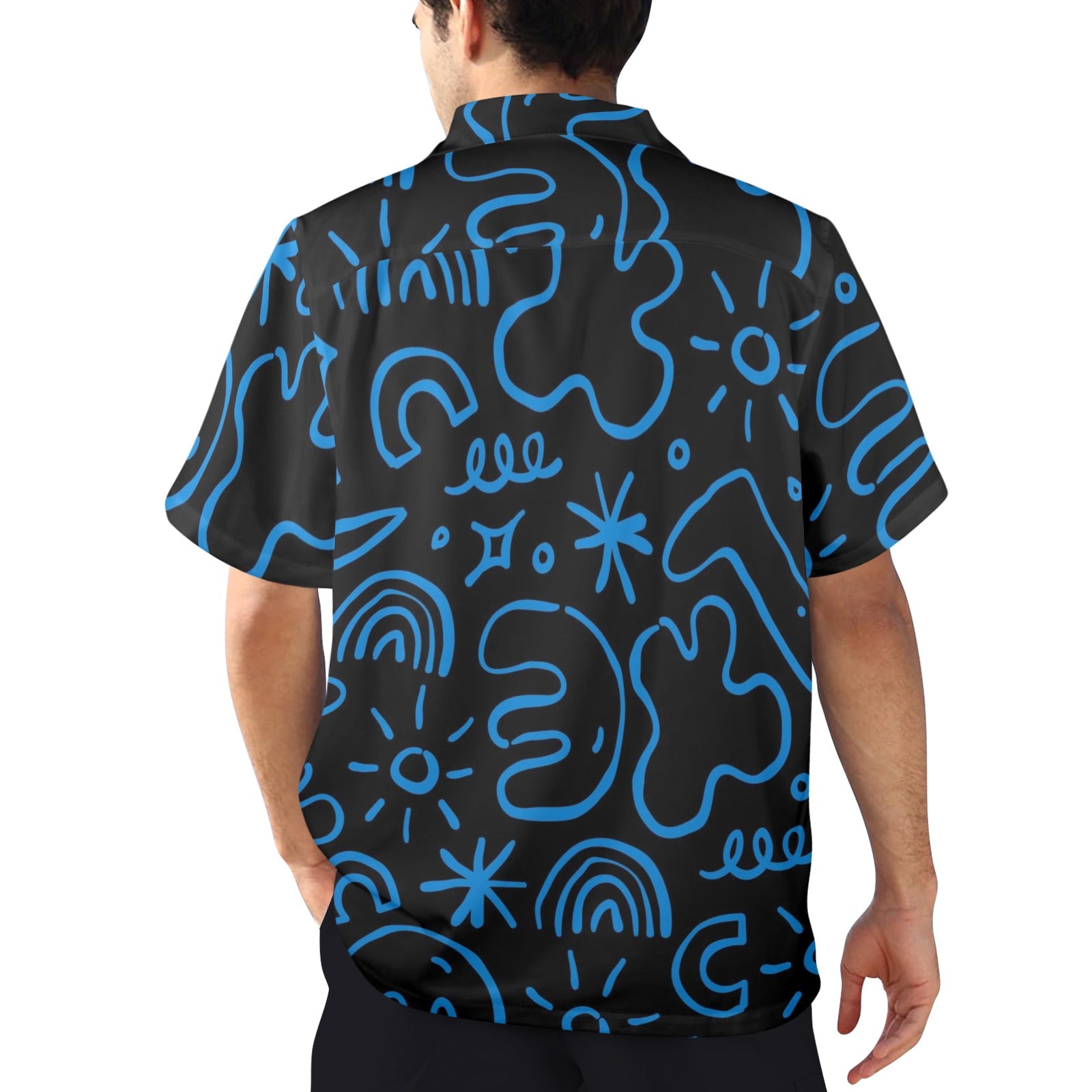 Blue Squiggle - Mens Hawaiian Shirt Mens Hawaiian Shirt