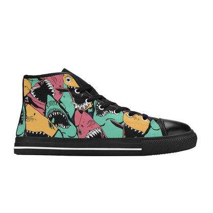 Scary Sharks - High Top Canvas Shoes for Kids Kids High Top Canvas Shoes Printed Offshore