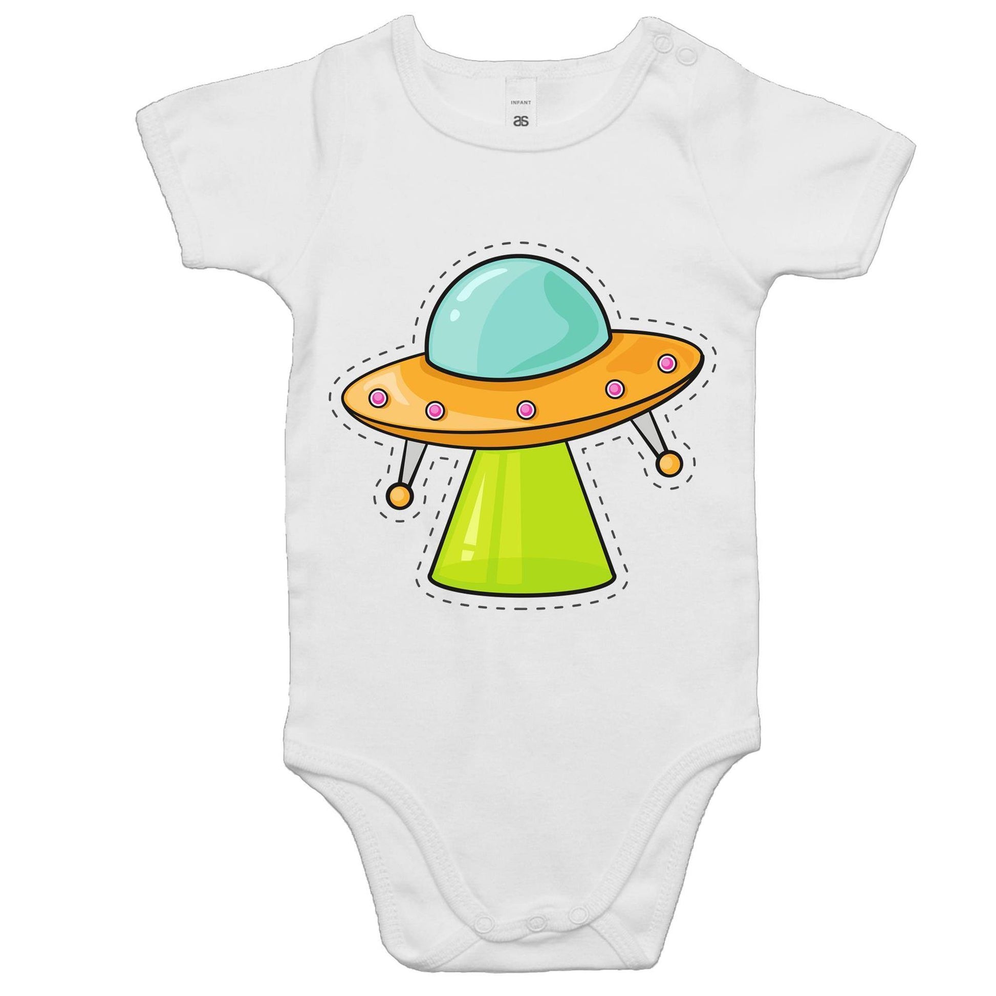 Alien UFO - Baby Bodysuit White Baby Bodysuit comic kids Retro Sci Fi Space