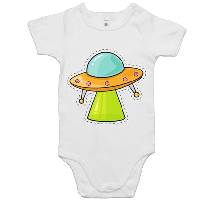 Alien UFO - Baby Bodysuit White Baby Bodysuit comic kids Retro Sci Fi Space