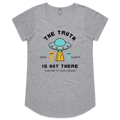 The Truth Is Out There - Womens Scoop Neck T-Shirt Grey Marle Womens Scoop Neck T-shirt Sci Fi